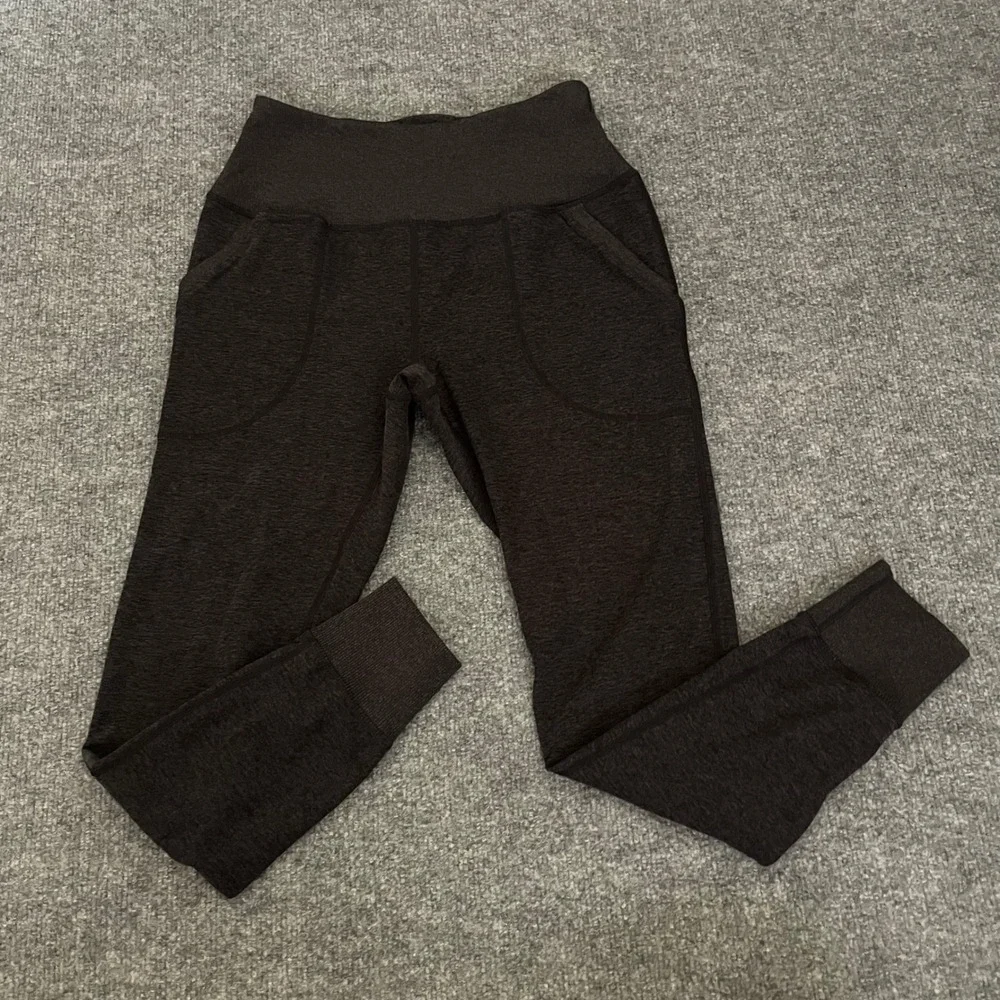 Zella High Waisted Joggers Women's Medium Heathered Black Athletic Pants Pockets - Picture 1 of 8